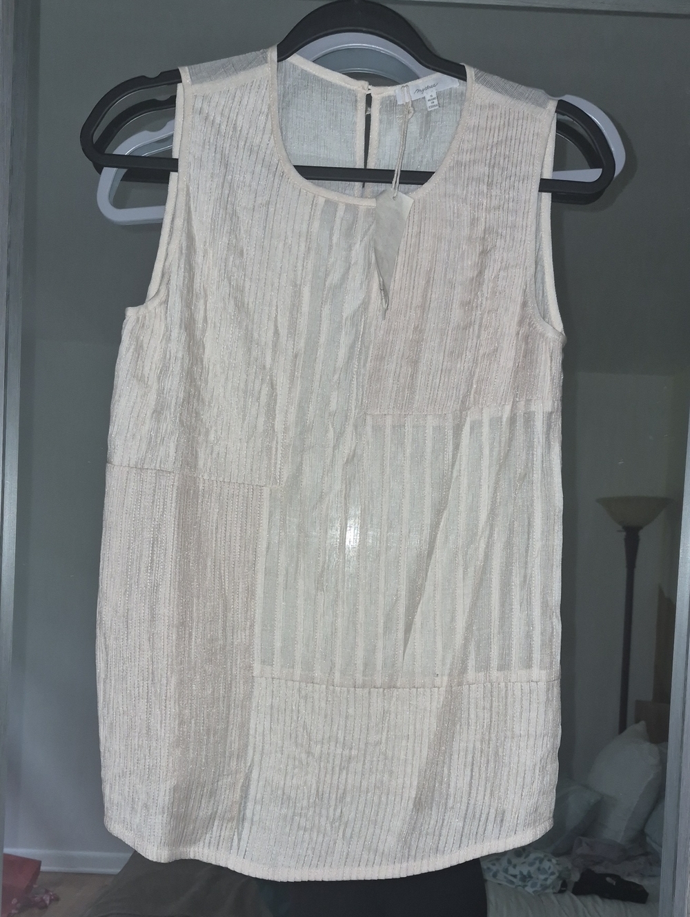 Mystree Cream Textured Sleeveless Tank Top